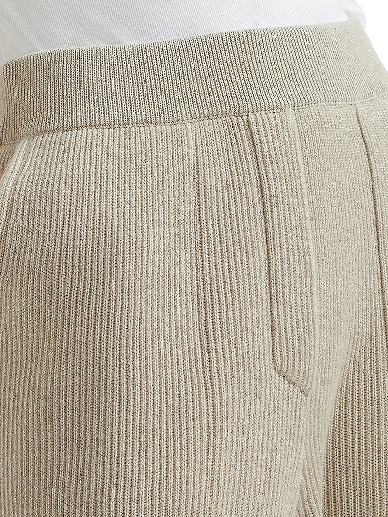 Sparkling Cashmere English Rib Knit Trousers