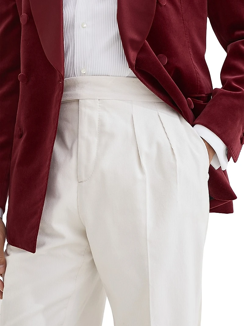 Sea Island Cotton Narrow Wale Corduroy Tuxedo Trousers