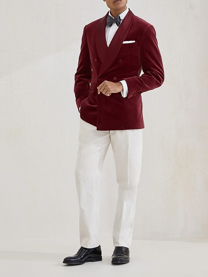 Sea Island Cotton Narrow Wale Corduroy Tuxedo Trousers