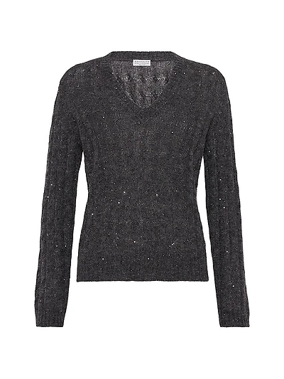 Mohair, Cotton and Wool Dazzling Cable Sweater