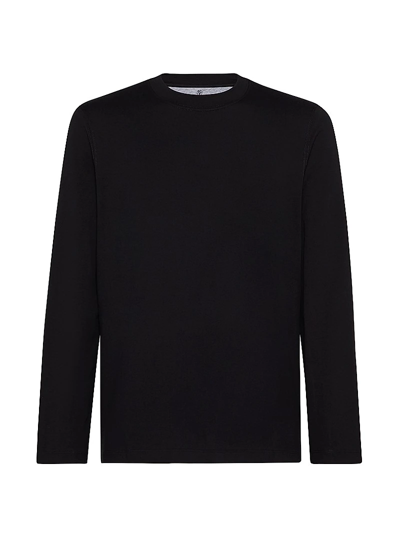 Cotton Jersey Long Sleeve Crew-Neck T-Shirt