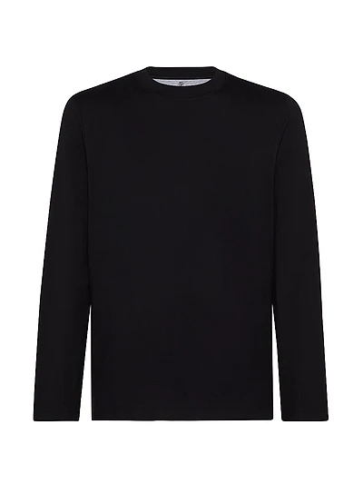 Cotton Jersey Long Sleeve Crew-Neck T-Shirt