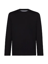 Cotton Jersey Long Sleeve Crew-Neck T-Shirt