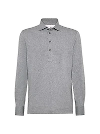 Cotton Jersey Long Sleeve Polo Shirt