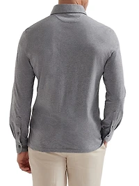 Cotton Jersey Long Sleeve Polo Shirt