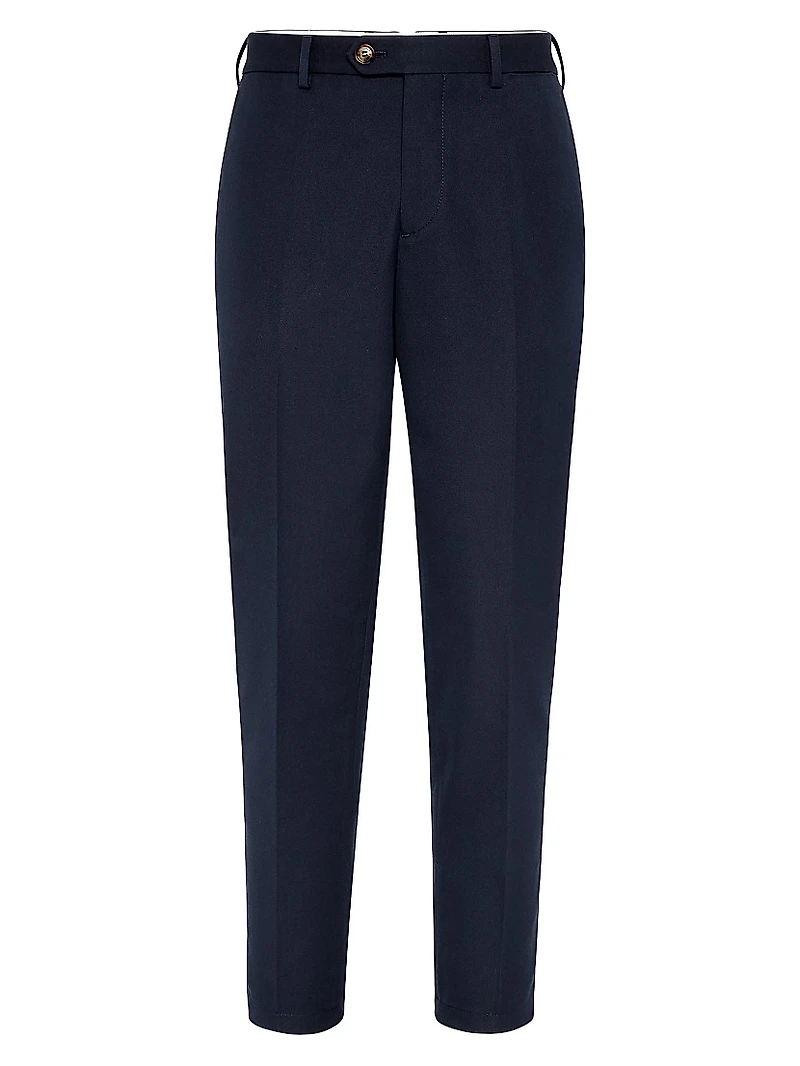 Cotton and Virgin Wool Gabardine Italian Fit Trousers