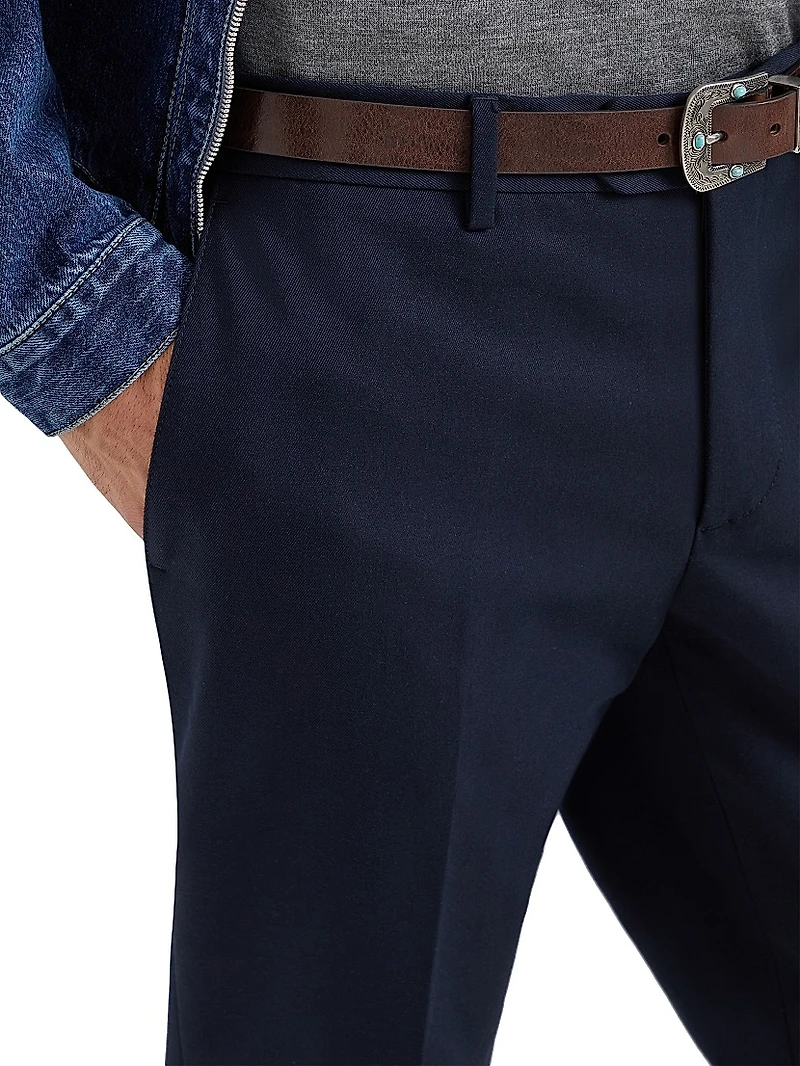 Cotton and Virgin Wool Gabardine Italian Fit Trousers