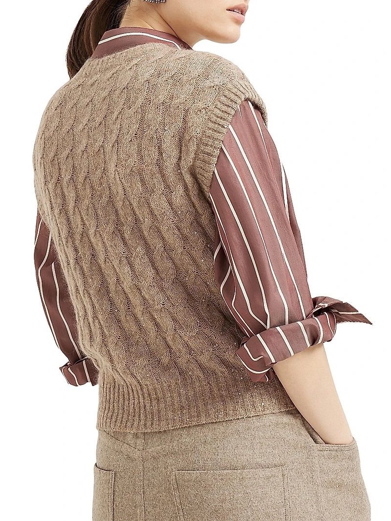 Mohair, Cotton and Wool Dazzling Cable Cardigan