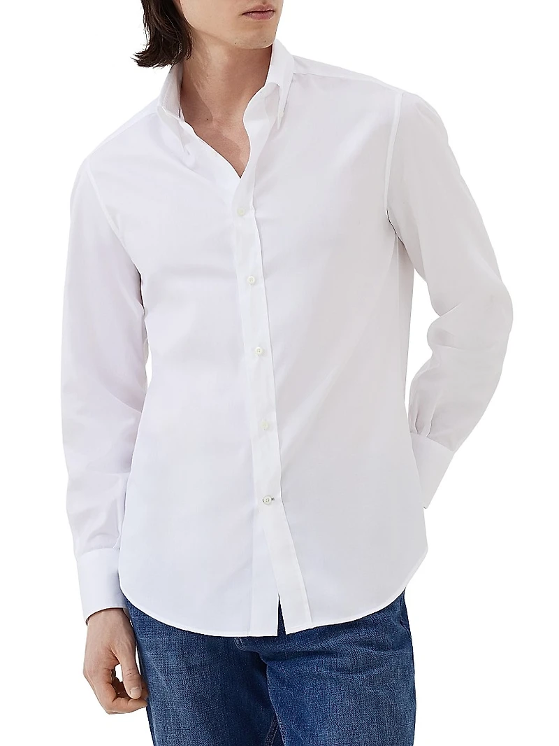 Twill Basic Fit Shirt with Button Down Collar