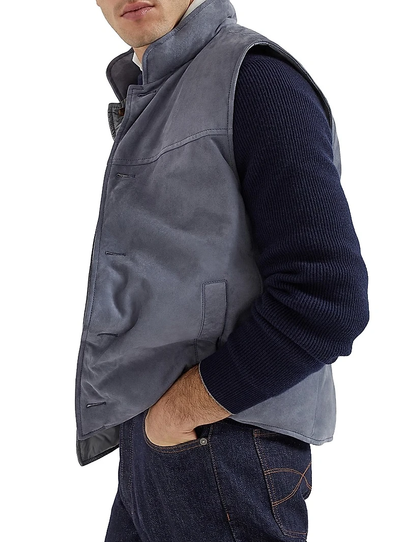 Suede Down Vest
