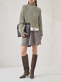 Stretch Silk Satin Blouse with Shiny Plastron