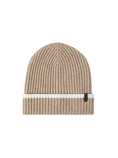 Cashmere English Rib Knit Beanie with Monili