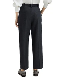 Virgin Wool Flannel Straight Cropped Trousers