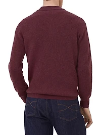 Cashmere English Rib Sweater with Henley Collar