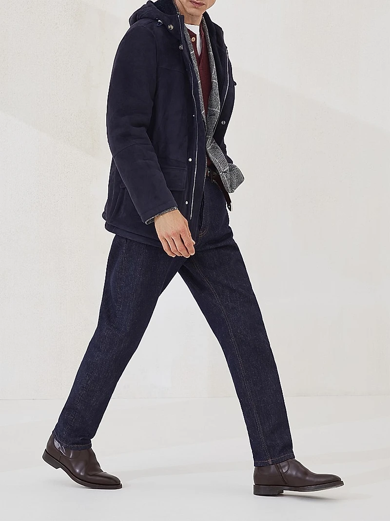 Cashmere English Rib Sweater with Henley Collar