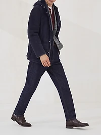 Cashmere English Rib Sweater with Henley Collar