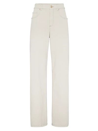 Stretch Dyed Denim Loose Barrel Trousers