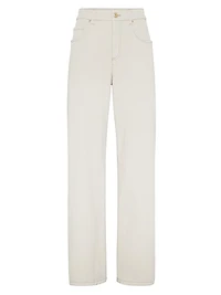 Stretch Dyed Denim Loose Barrel Trousers