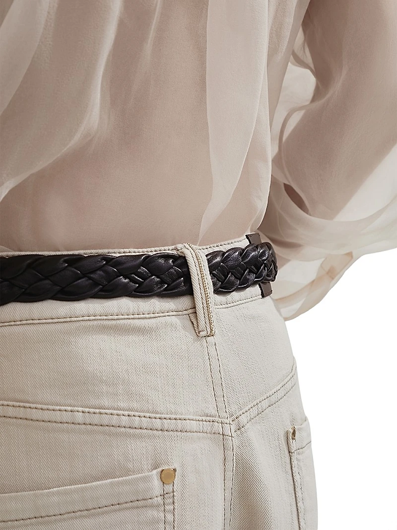 Stretch Dyed Denim Loose Barrel Trousers