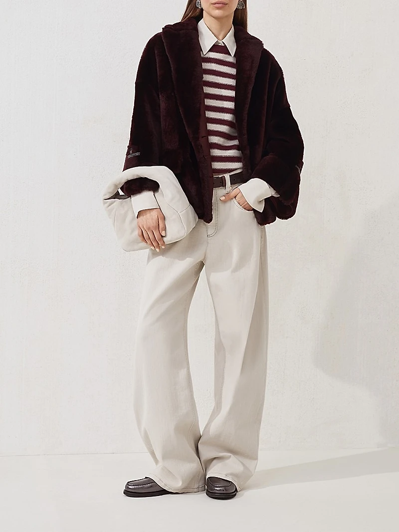 Stretch Dyed Denim Loose Barrel Trousers