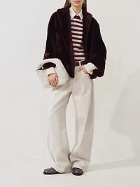 Stretch Dyed Denim Loose Barrel Trousers