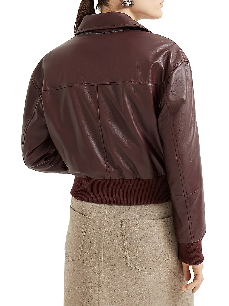 Soft Nappa Leather Bomber Jacket