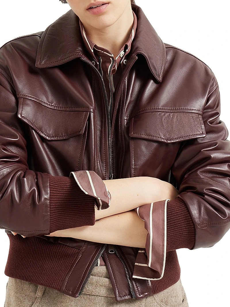 Soft Nappa Leather Bomber Jacket
