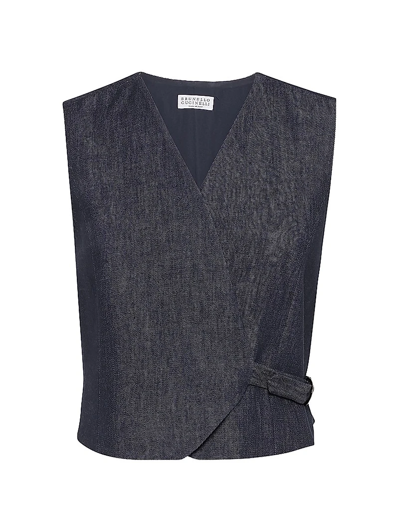Cotton Denim Effect Twill Vest