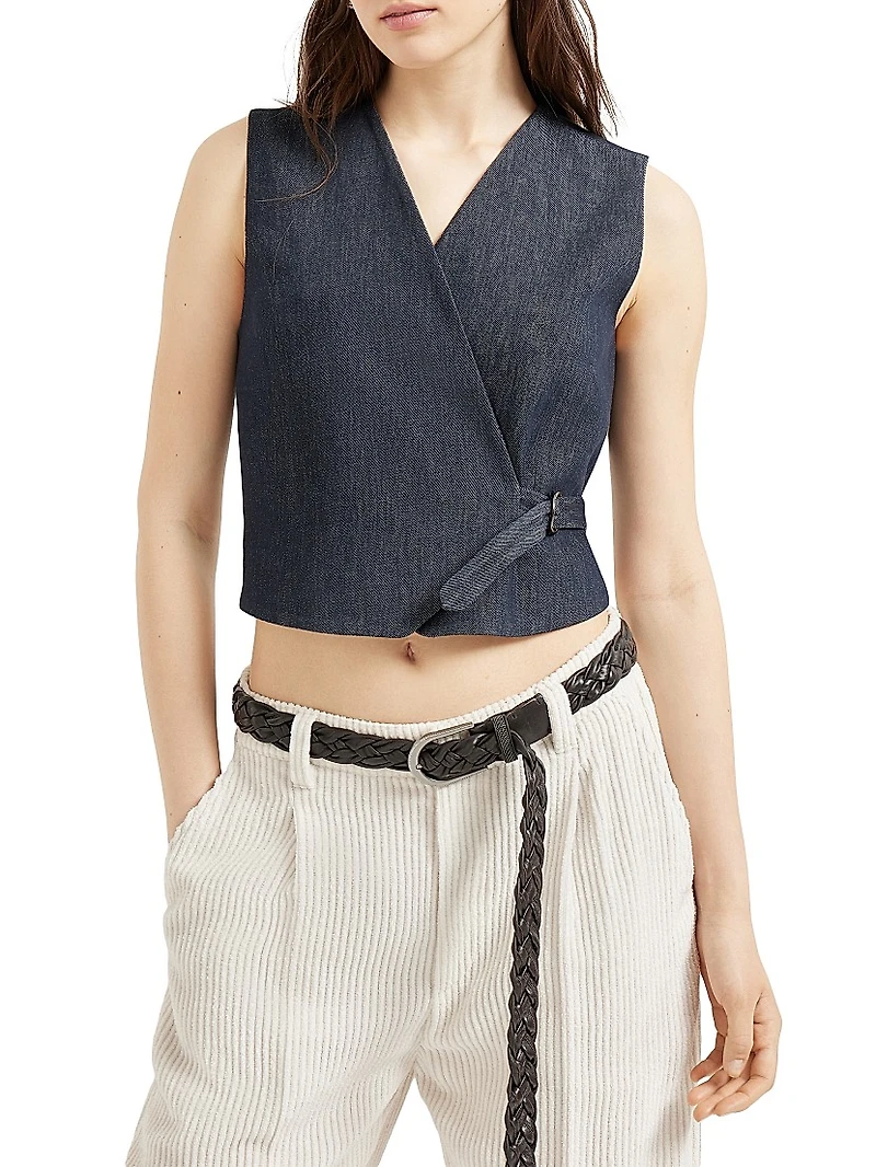 Cotton Denim Effect Twill Vest