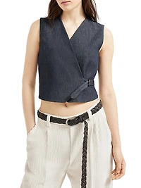 Cotton Denim Effect Twill Vest