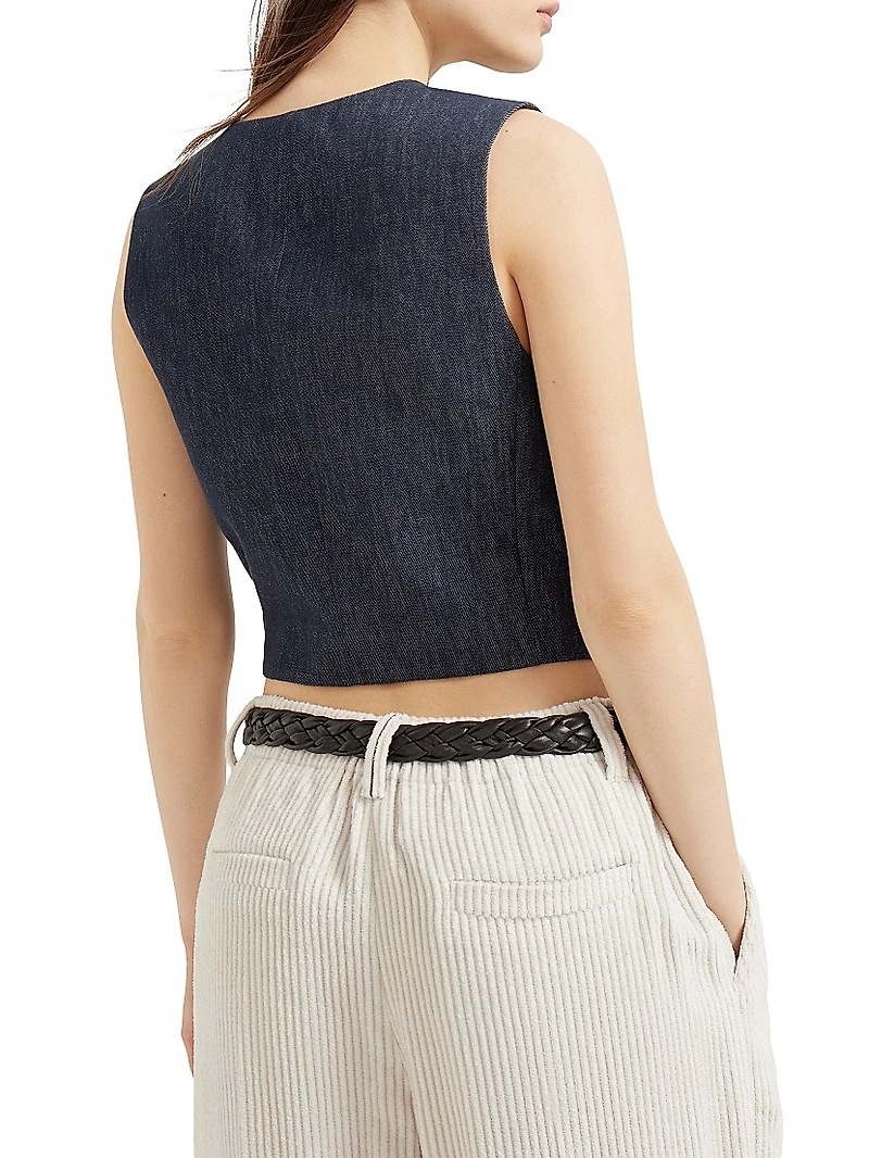 Cotton Denim Effect Twill Vest