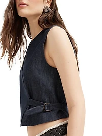Cotton Denim Effect Twill Vest