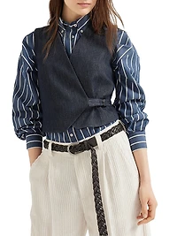 Cotton Denim Effect Twill Vest