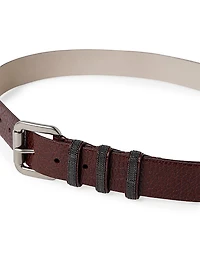 Glossy Hammered Calfskin Belt with Shiny Loops