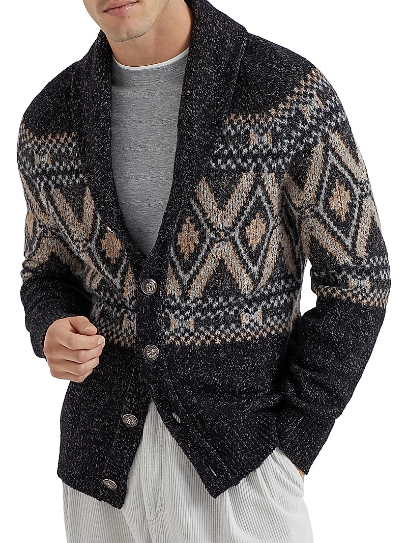 Geometric Jacquard Cardigan