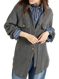 Virgin Wool, Cashmere and Silk English Rib Belted Cardigan