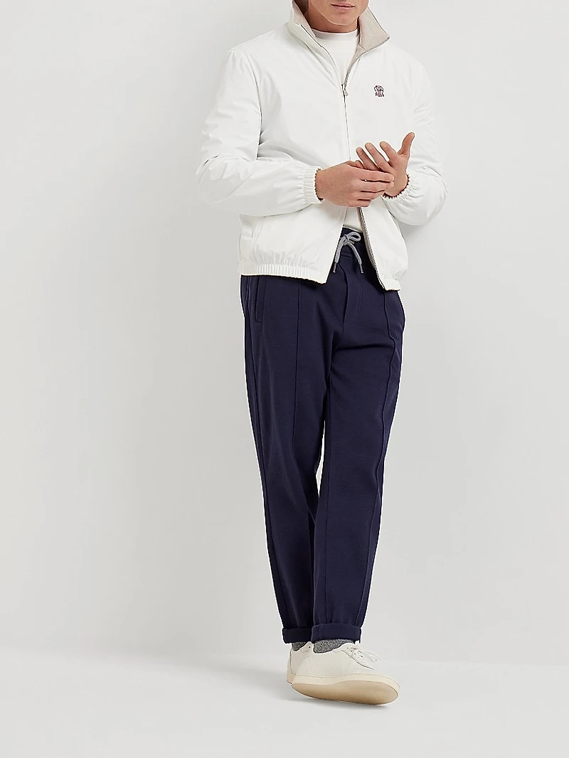 Techno Cotton French Terry Trousers with Crête Detail