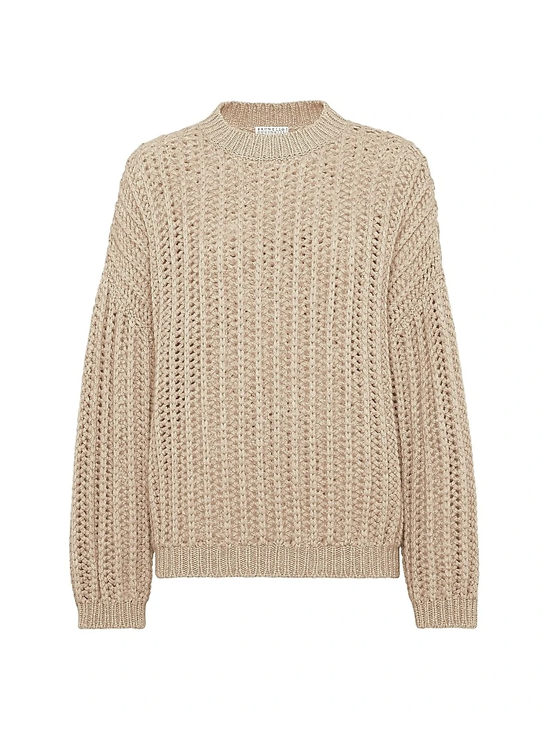 Openwork Rib Sweater Cashmere Feather Yarn