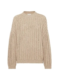 Openwork Rib Sweater Cashmere Feather Yarn