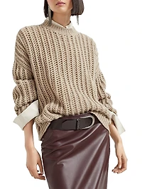 Openwork Rib Sweater Cashmere Feather Yarn