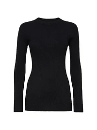 Sparkling Cashmere and Silk Rib Knit Lightweight Sweater