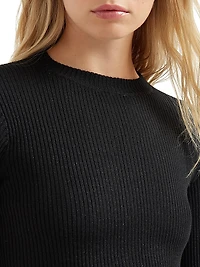 Sparkling Cashmere and Silk Rib Knit Lightweight Sweater