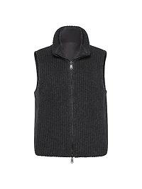 Cashmere Feather Yarn Reversible Knit Down Vest
