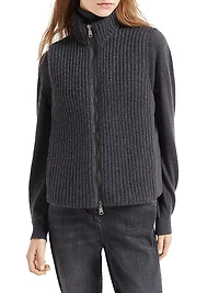 Cashmere Feather Yarn Reversible Knit Down Vest