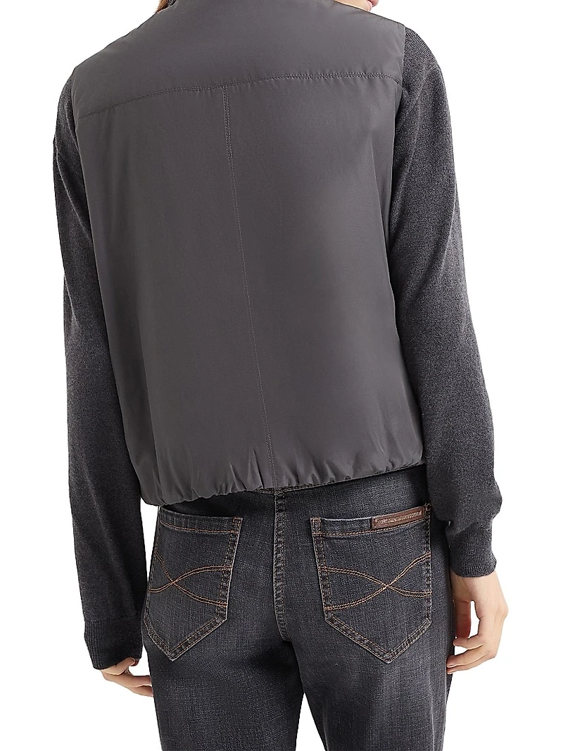 Cashmere Feather Yarn Reversible Knit Down Vest