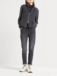 Cashmere Feather Yarn Reversible Knit Down Vest