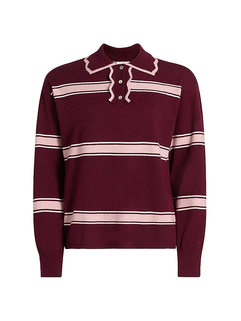 Striped Knit Polo Sweater