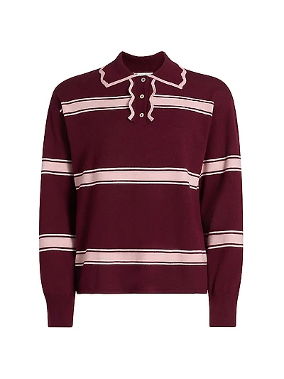Striped Knit Polo Sweater