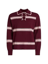 Striped Knit Polo Sweater