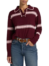 Striped Knit Polo Sweater